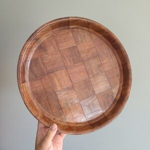 ⚡️2/$20-Vintage 1970's Woven Wood Tray
